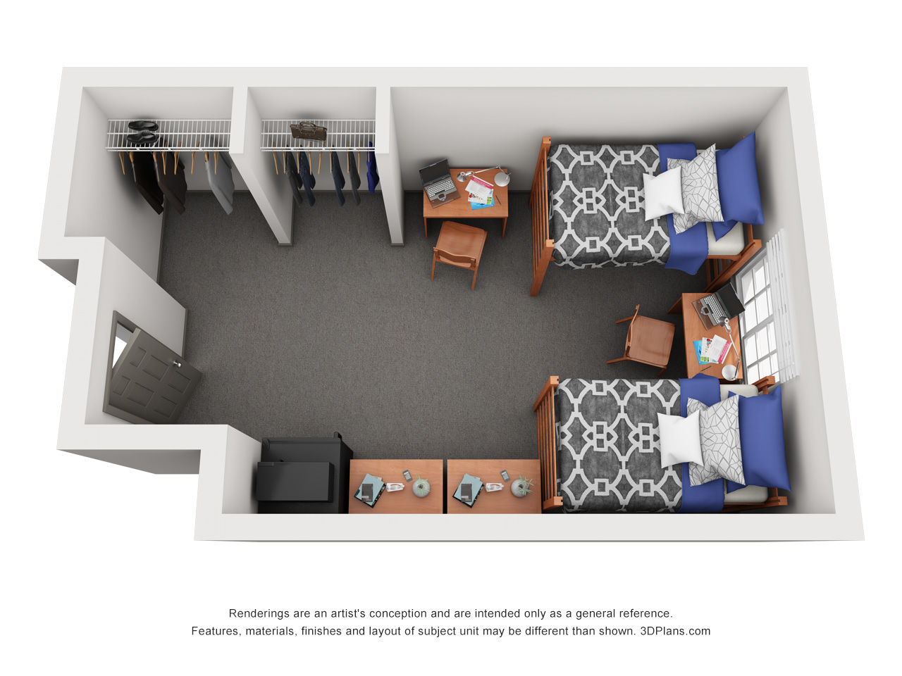 White & Orange Hall Room 3D Graphic